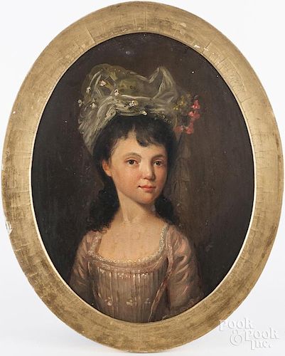 Four English oil on panel portraits 19th c.