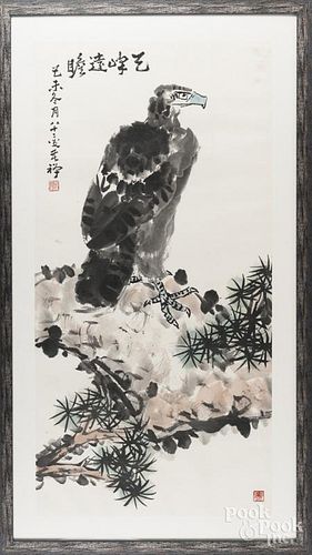 Chinese watercolor of an eagle