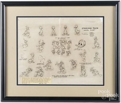 Walt Disney photostat Donald Duck model sheet