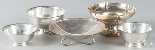 Five sterling silver bowls, 34.2 ozt.