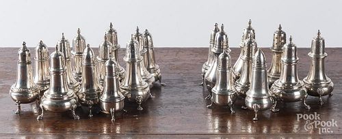 Eight prs of sterling silver salt & pepper shakers