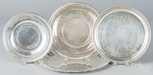 Four sterling silver trays