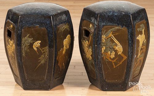 Pair of Chinese pottery garden seats
