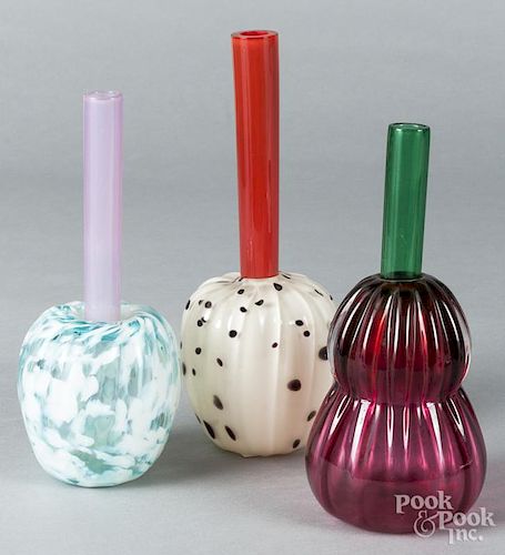 Three art glass vases by Chatham