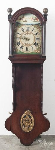 Dutch mahogany wall clock, early 19th c.