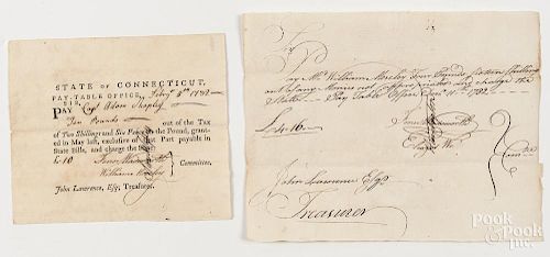 Two Revolutionary War pay orders