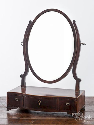 George III inlaid mahogany shaving mirror