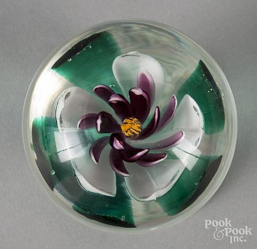 Glass pedestal paperweight, probably New Jersey
