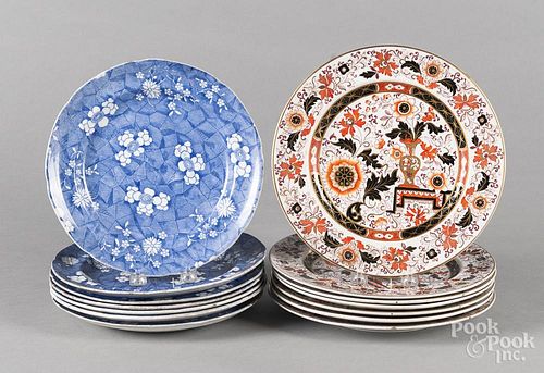 Seven Copeland Spode blue and white plates