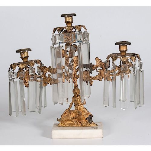 Brass Figural Girandole and Vase