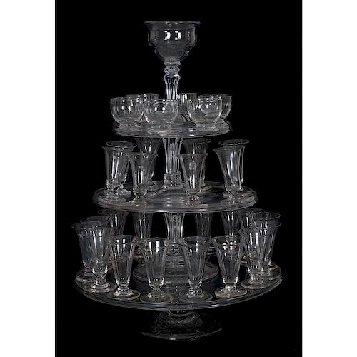 Tiered Glass Syllabub Stand with Glasses