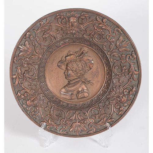 Bronze Roundel with Woman in Profile