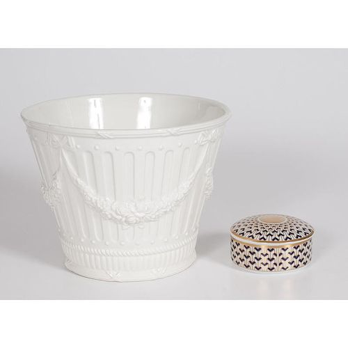 Tiffany Porcelain Cache Pot and Dresser Box