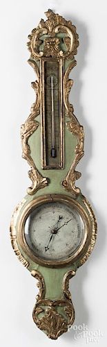 French carved and painted barometer