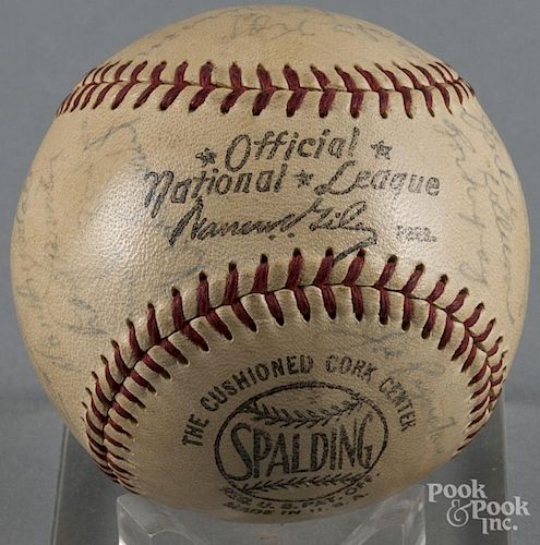 1958 Los Angelos Dodgers team signed baseball