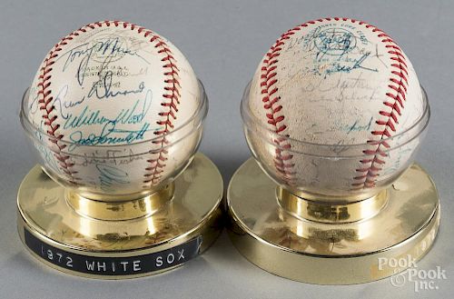 Three team signed baseballs