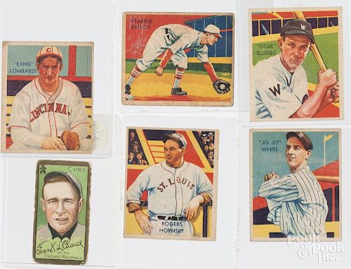 Five 1934-1936 Diamond Stars baseball cards