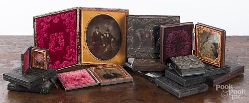 Group of fifteen tin types, ambrotypes, etc.
