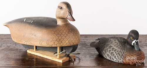 Two carved duck decoys