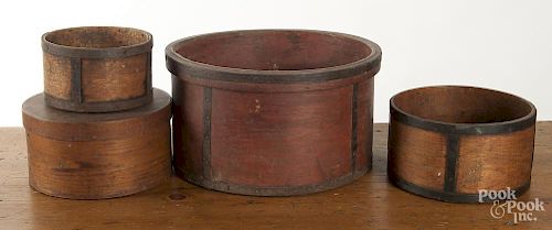 Four bentwood pantry boxes, 19th c.
