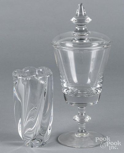 Val St. Lambert glass jar and cover