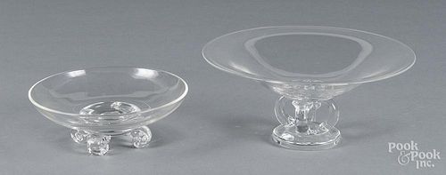 Two Steuben glass footed bowls