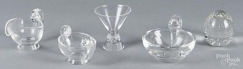 Four Steuben glass bowls