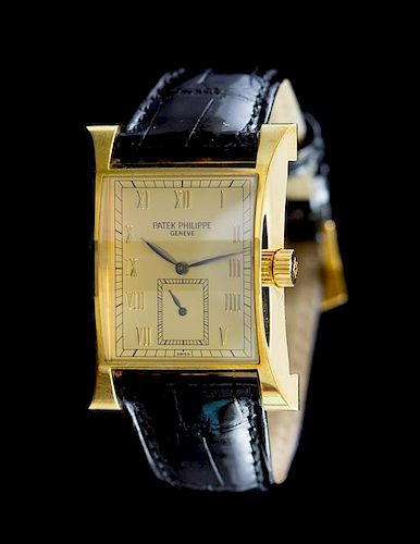An 18 Karat Yellow Gold Ref. 5500J Pagoda Wristwatch, Patek Philippe, Circa 1997,