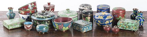 Collection of cloisonné table articles.