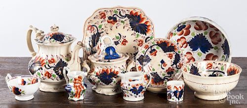 Assembled set of Gaudy Welsh porcelain.
