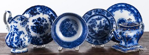 Group of flow blue porcelain.