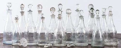 Collection of colorless glass decanters, 19th c.
