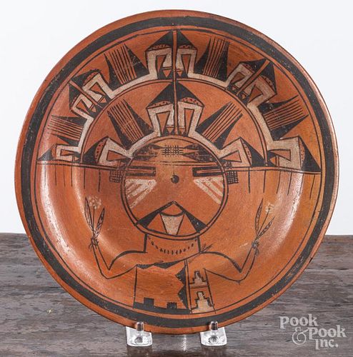 Hopi Kachina plate, early 20th c., 9 3/4'' dia.