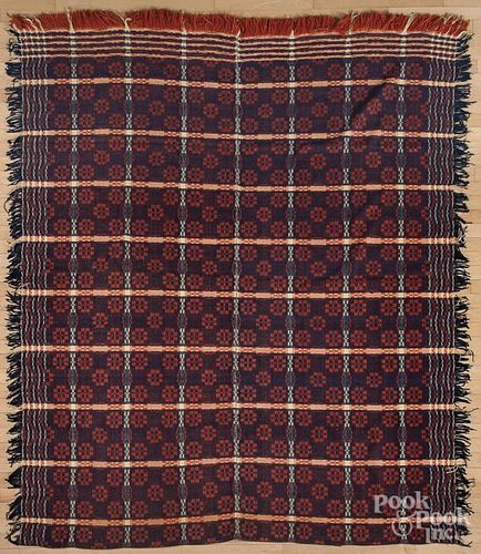 Red, white, and blue coverlet, mid 19th c.
