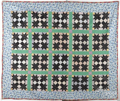 Pieced bear paw quilt, early 20th c., 87'' x 68''.