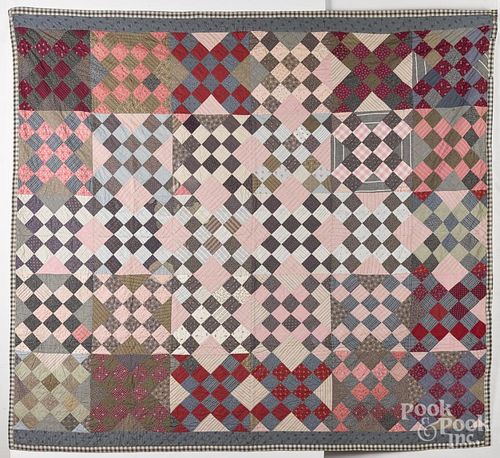 Pieced quilt, early 20th c., 66'' x 72''.