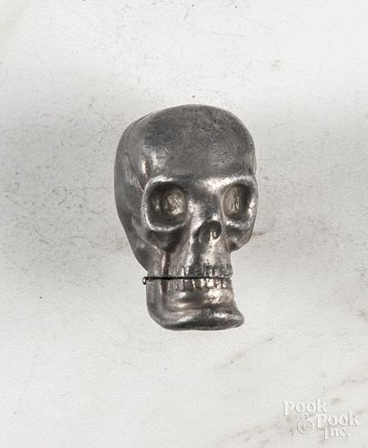 Silver plated figural skull match vesta safe