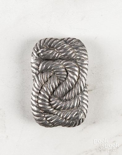 R. Wallace & Sons sterling silver rope match safe