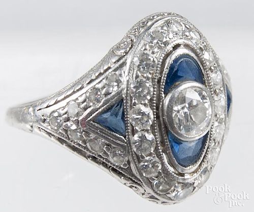 Platinum and diamond ring, size 4, 2.4 dwt.