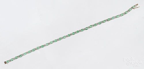 14K gold, diamond, and emerald bracelet