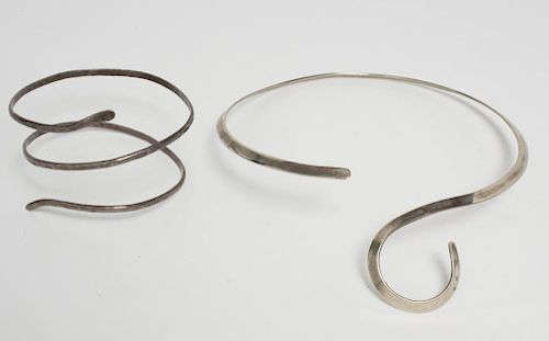 Modernist Jewelry, Silver Necklace & Bracelet