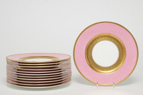 Minton & Cauldon Porcelain Dinner Plates, 12