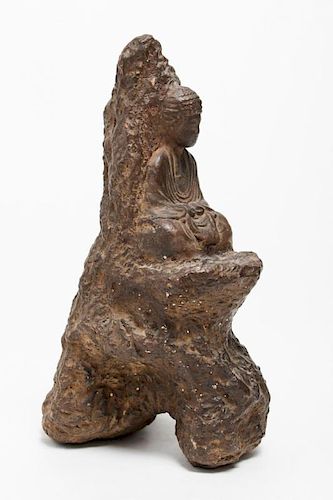 Asian Tree-Root Carving of Buddha