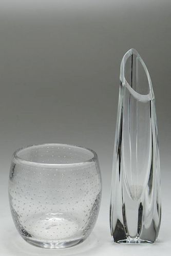 Baccarat Crystal Rose Bud Vase & Bubble Glass Vase