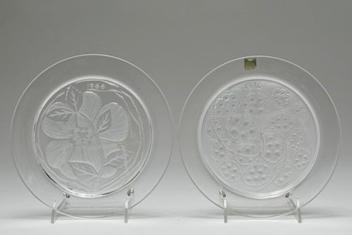 Lalique Crystal Annual Collector Plates, 2