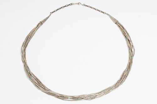 Navajo American Indian Liquid Silver Necklace