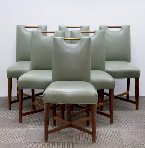 Mid-Century Modern Leather Side Chairs, 6