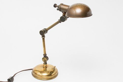 Articulated Desk Lamp, Gilt & Patinated Bronze