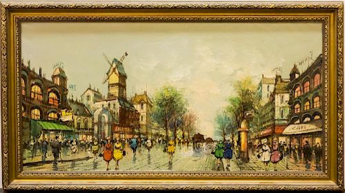 Antoine Blanchard-Manner Oil on Canvas Paris Scene