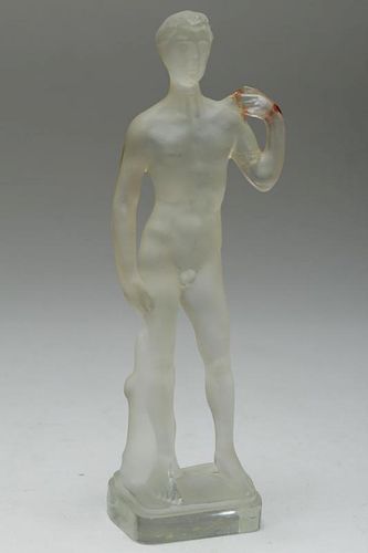 Signed R. Lalique- Frosted Crystal "David" Figure
